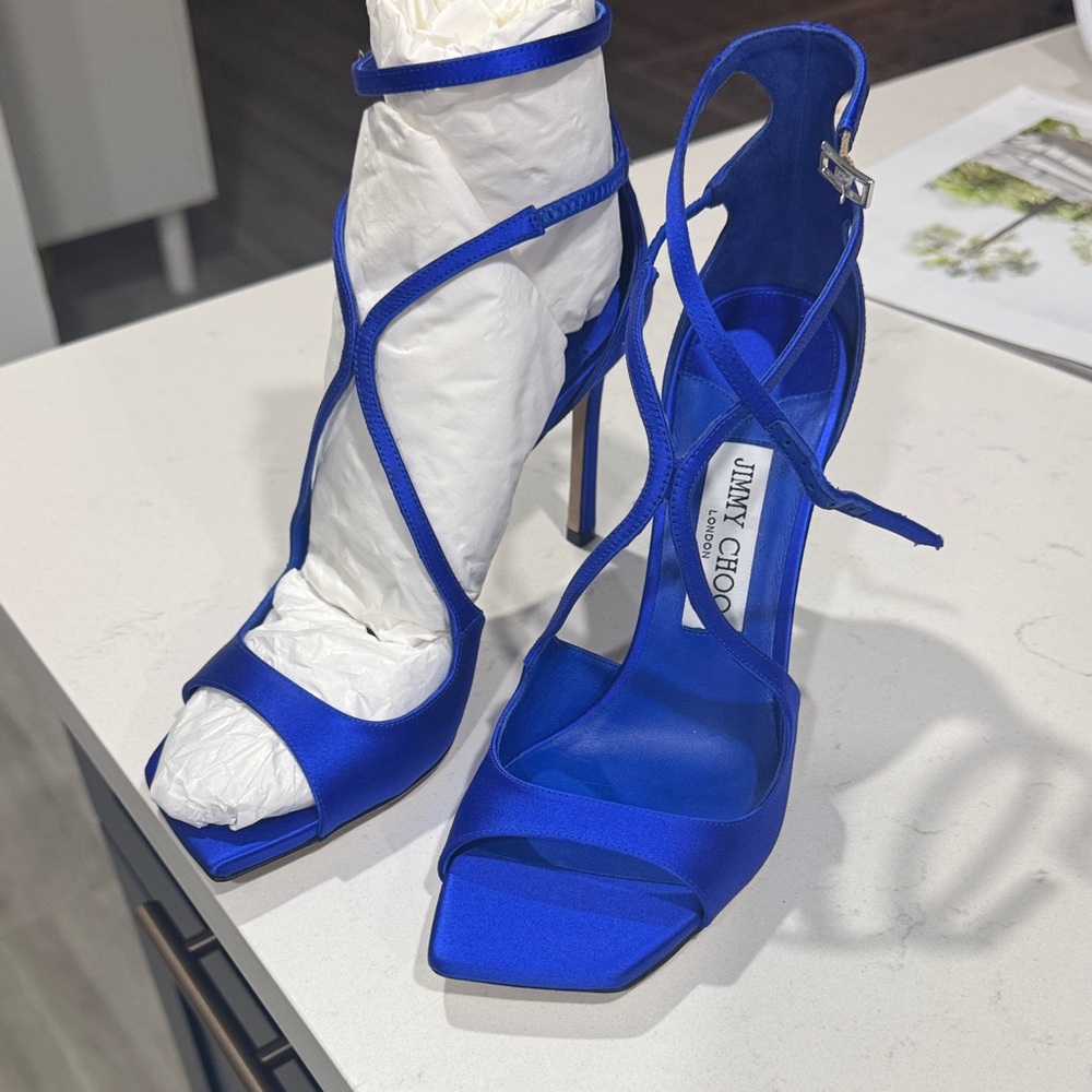 Jimmy Choo Royal Blue Satin Heels